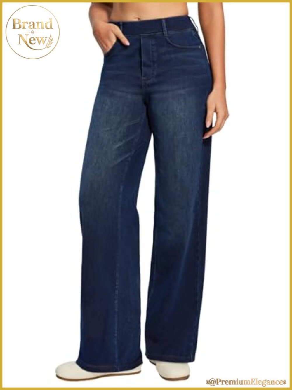 Stretchy Wide Leg Jeans High Waist Pull On Denim Pants for Women